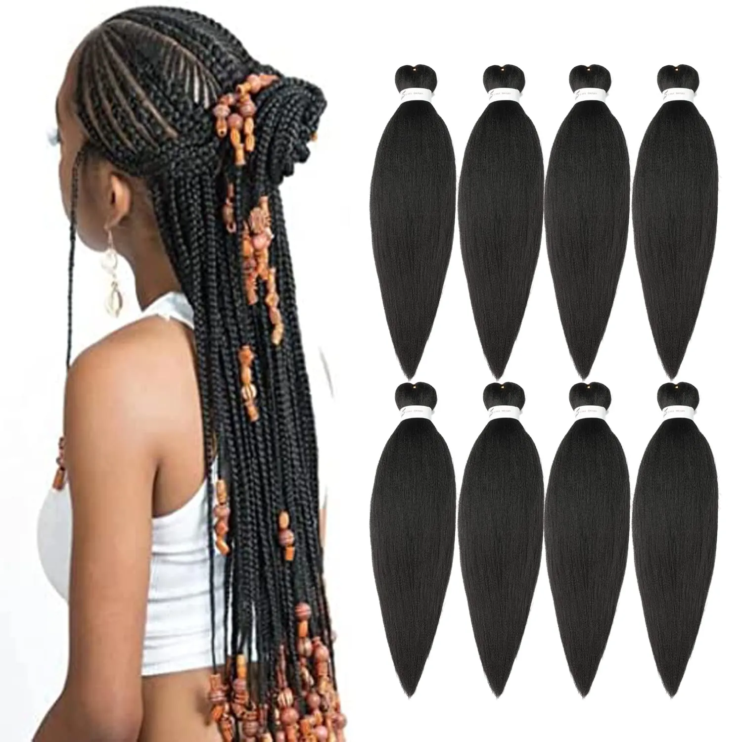 Easy Braid Pre Stretched Braiding Hair 26 inch Professional Black Bundles Hot Water Setting Yaki Straight Itch Free for Crochet Braids Box Women