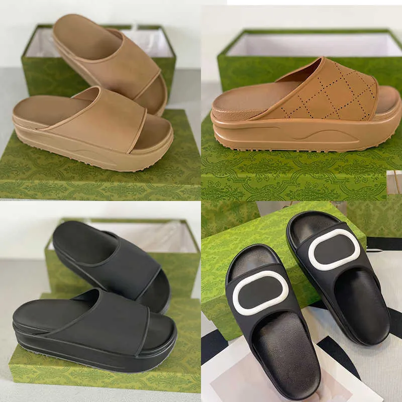 Män skor designer sandaler gummiläder glider klänning sko kilar sandal strand tofflor lyx sommarplattform sandal glid tjock botten eu35-45 med lådpåse nr354