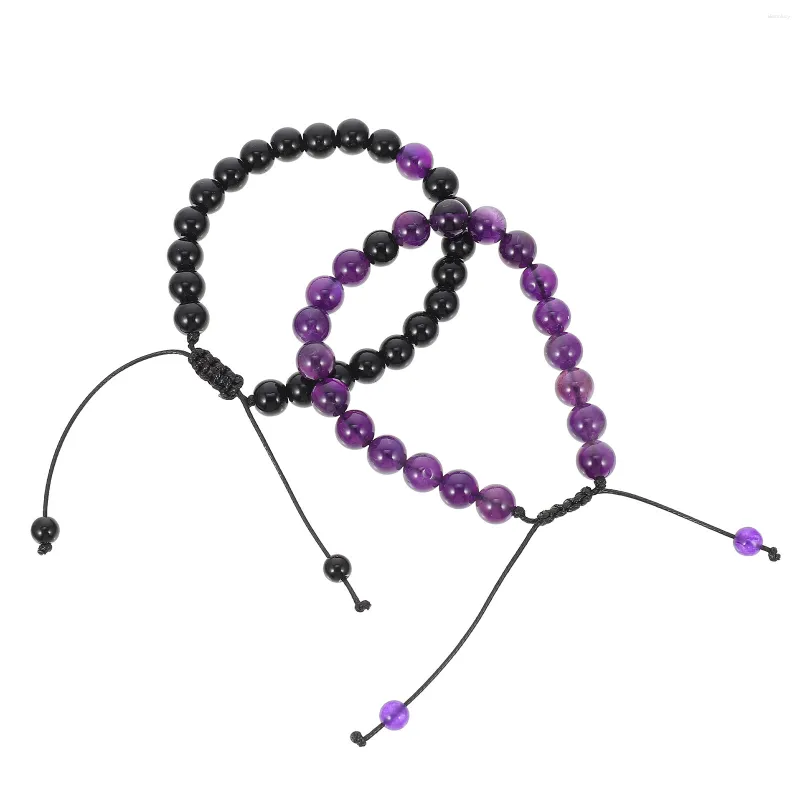 Urok Bracelets 2 szt. Lava Dainty Dopasowanie boho delikatne naturalne przenośne pary dekoracyjne z koralikami