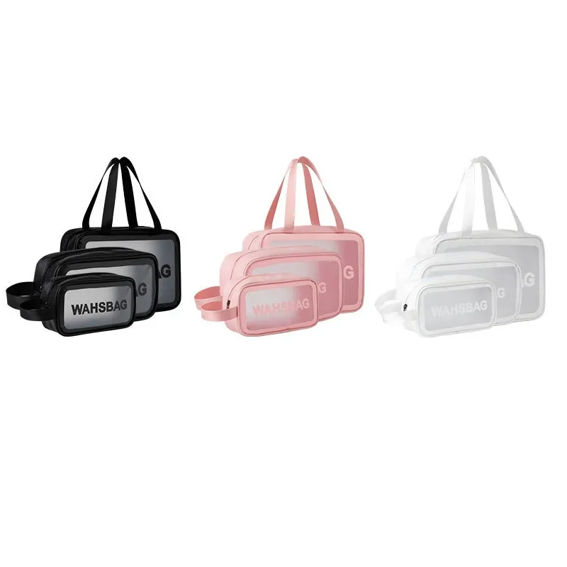 Multifunctional PU Portable Travel Wash Makeup Bag Womens Cosmetic Bag Large-Capacity Transparent Waterproof Storage Box Organizer