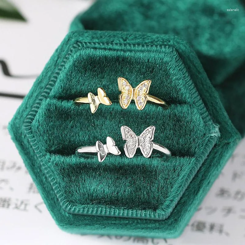 Bagues de grappe exquise belle bague papillon dames esthétique Mini Zircon or ouvert accessoires Kpop filles bijoux