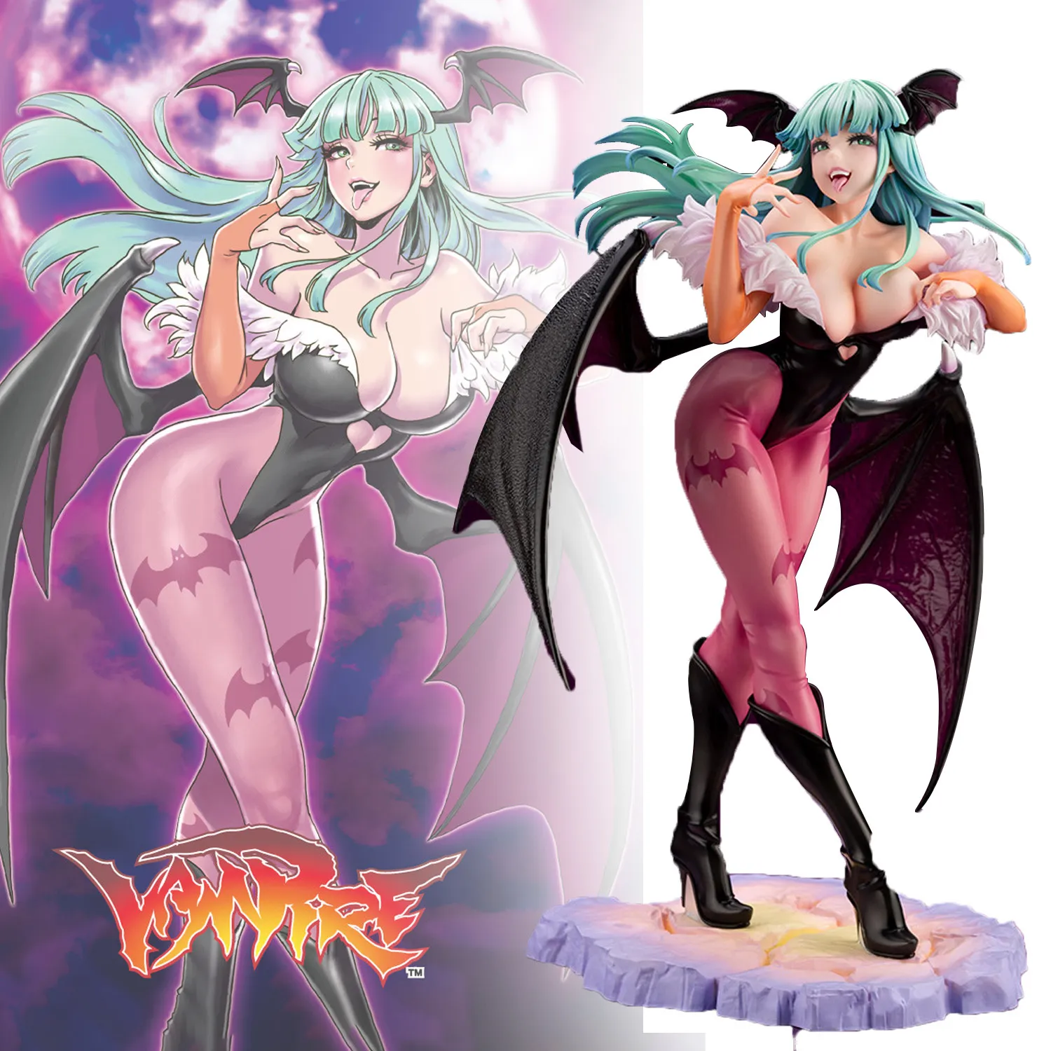 Figurines de dessin animé Vampire Morrigan Aensland Bishoujo Statue 1 / 7PVC Cute Sexy Girl Anime Action Figure Hentai Collection Modèle Adulte Jouet Poupée Cadeau