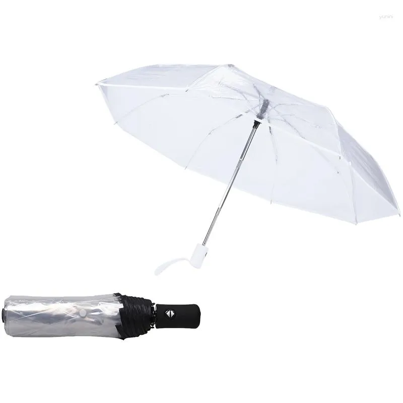 傘2 PCS透明な傘レイン女性男性太陽オートブラックボーダーホワイト