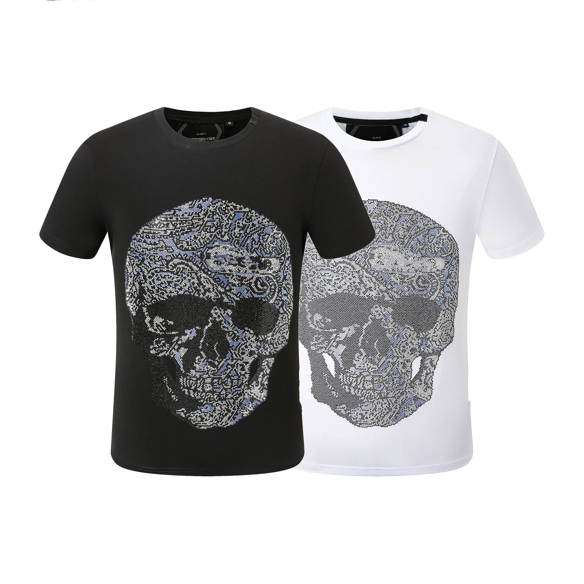 Summer Short Sleeve T-Shirt #3021 Hip Hop Fashion Men O-neck Fitness Casual Slim Tops PP Men's Skulls Print Cotton Streetwear T-shirt PP2130