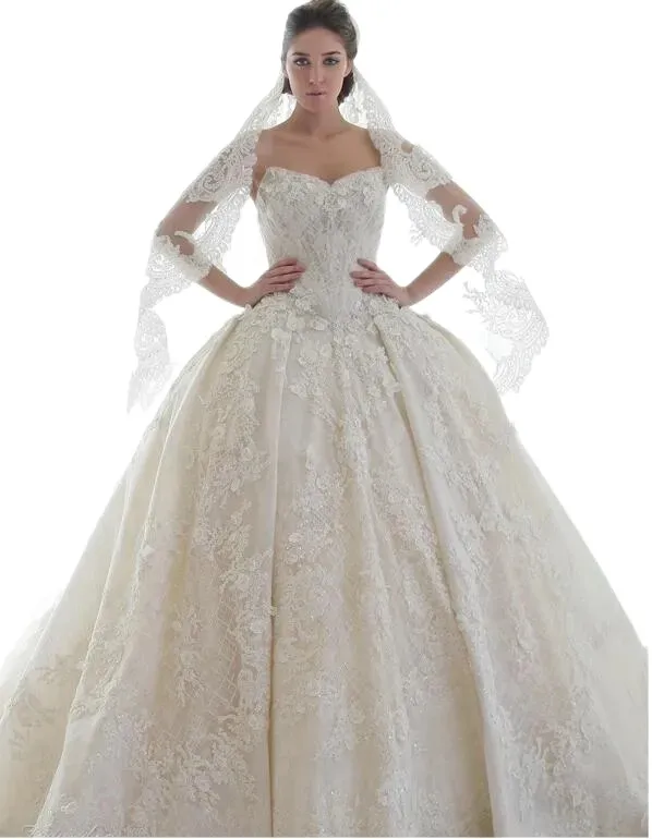 Ziad Nakad Prinses Trouwjurken Baljurken Sweetheart Hals Topkwaliteit Kant Applique Bruidsjurken Trouwjurk Vestido De Novia