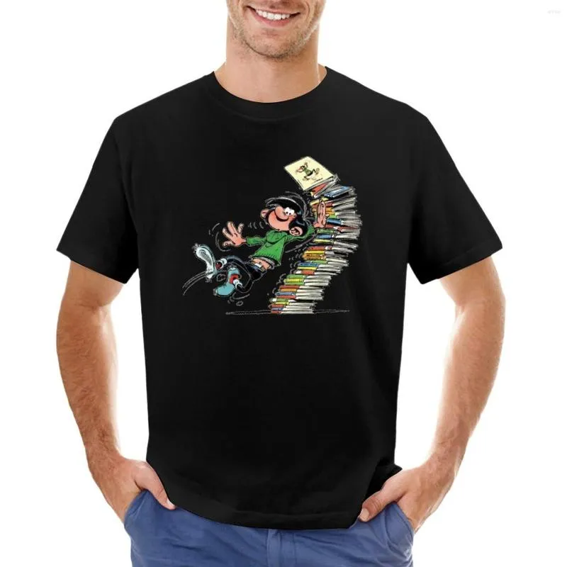 Herrpolos gaston lagaffeclassique t-shirt svart t skjortor skjorta man anpassad för män