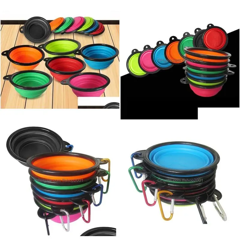 Dog Bowls Feeders Household Pets Puppy Cat Feeder Sile Foldable Pet Feeding Bowl Travel Collapsible Water Dish 7 Colors To Choose