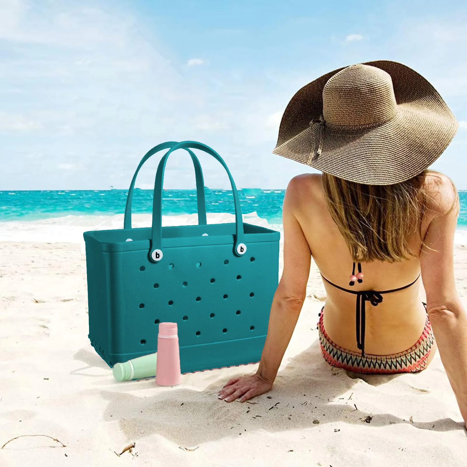 Waterproof Rubber Beach Tote Bag Portable Evening Womens Weekend Travel Bag From Ping03 23.3 DHgate.Com