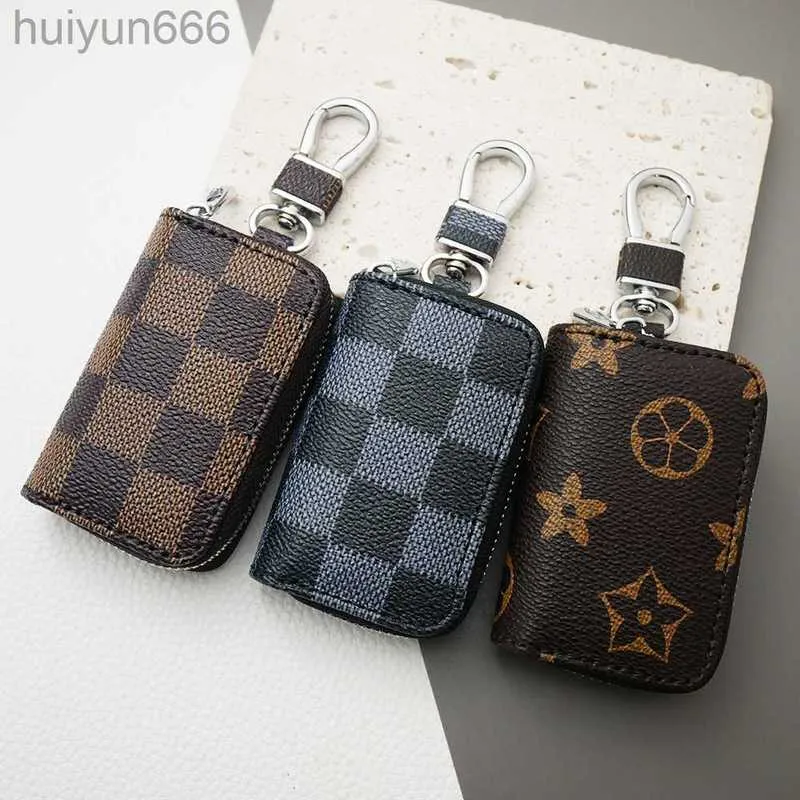 designer PU Leather wallet Bag Keychains Car Keys Holder Key Rings Black Plaid Brown Flower Pouches Pendant Keyrings accessories Charms for Men Women Gifts