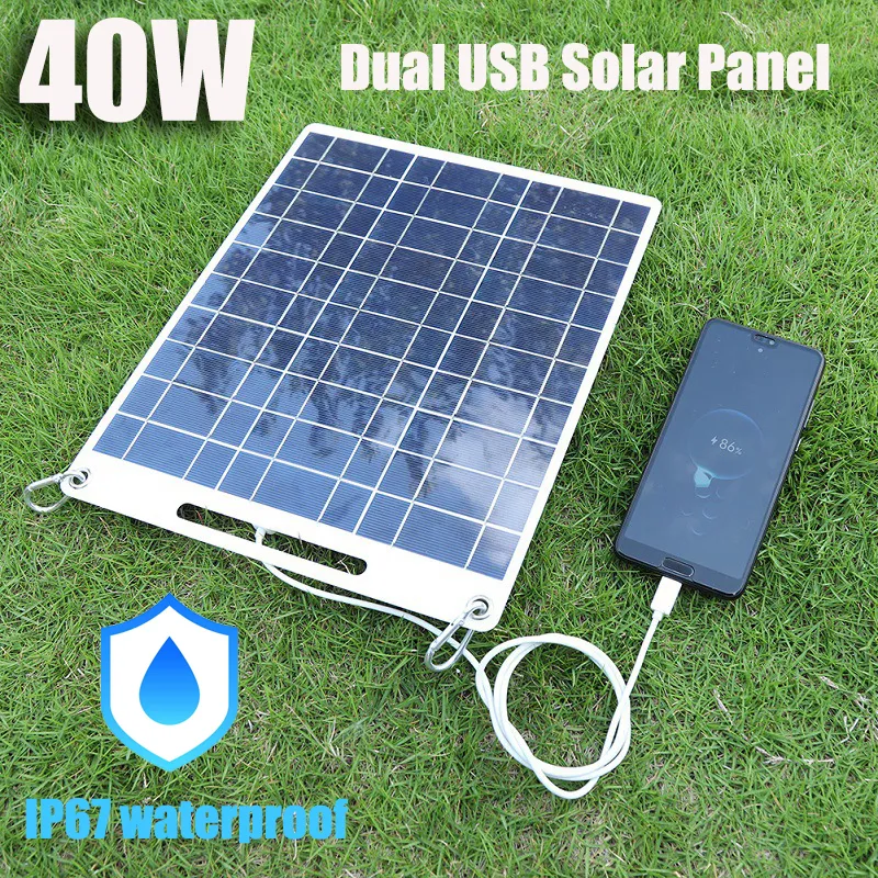 Baterie 40 W Panel Solar 5 V Dual USB Polysilicon Przenośna wodoodporna komórka na zewnątrz statek samochodowy