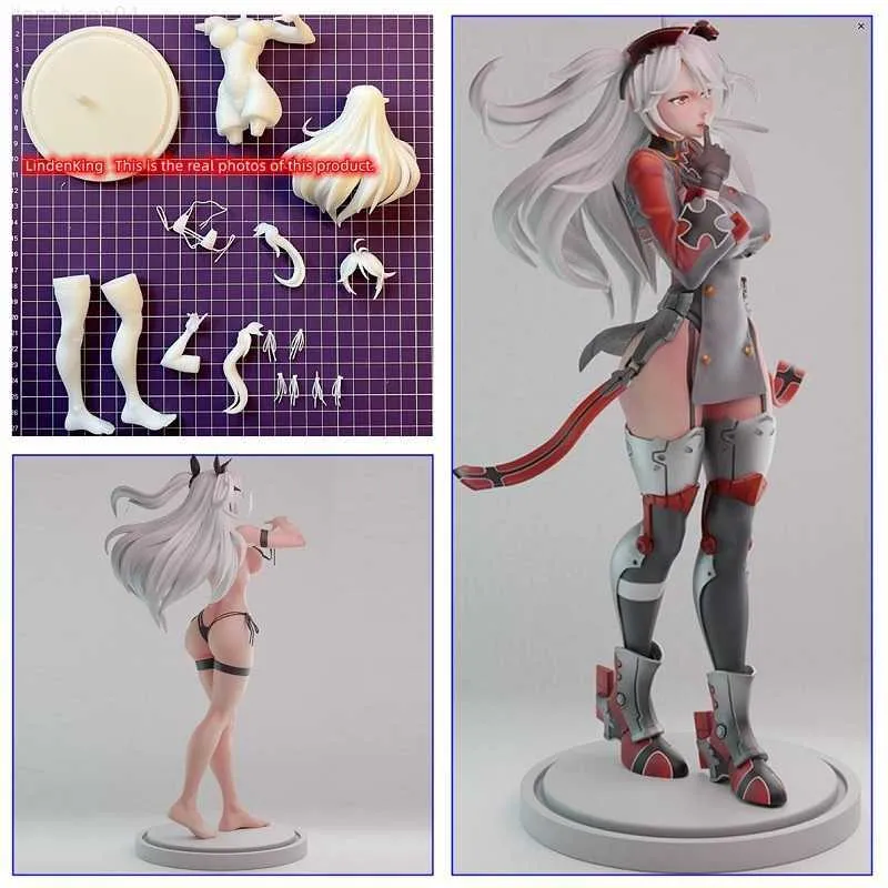 Anime manga lindenking 1/8 1/6 3D utskrift garage kit gk kms prinz eugen figur vit modell omålad gåva för modellerare och målare A285 L230717