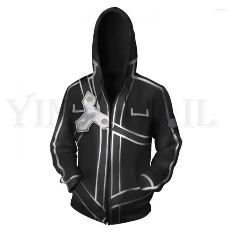 Herrtröjor anime svärd konst online hoodie män och kvinnor blixtlås Asuna 3d tryck huvjacka för pojkar harajuku streetwear cosplay