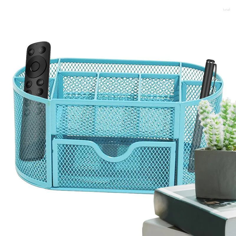 Bolsas de armazenamento Mesh Caneta organizador Suporte de 9 grades Porta-lápis Metal escrivaninha Artigos de papelaria para casa