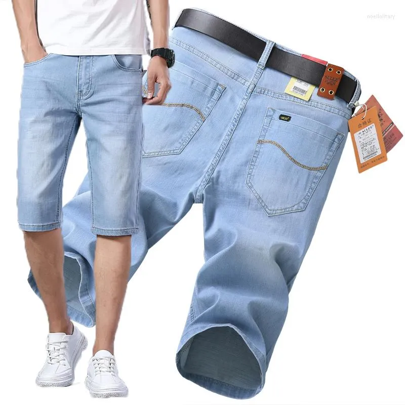 Jeans da uomo 2023 Summer Thin Short Denim Casual Uomo Pantaloni Abbigliamento Nero Blu Lunghezza al ginocchio