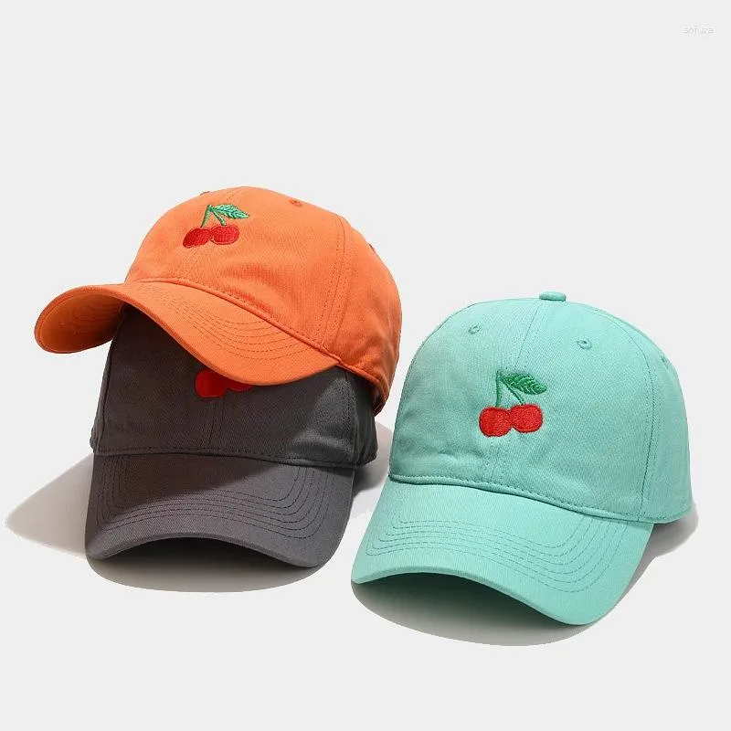 Top Caps 2023 Pamuk Kiraz Meyve Nakış Casquette Beyzbol Kapağı Erkek ve Kadınlar İçin Ayarlanabilir Açık Snapback Şapkaları 37