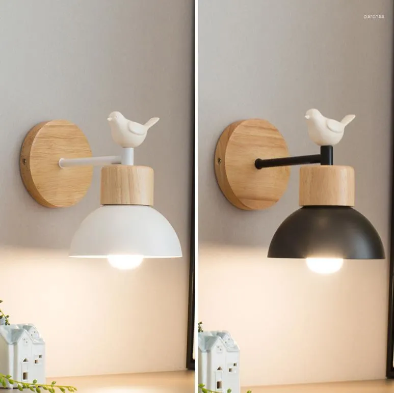 Wall Lamp Bird Sconce Nordic Wood Moderna LED -lampor Fixtur Hemdekoration för sovrum badrum rumsdekor lues