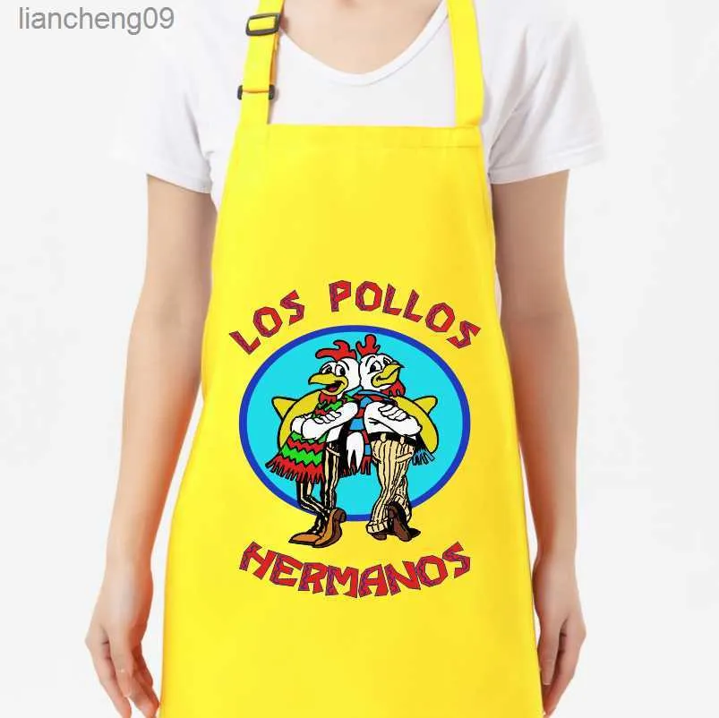 65*75 cm Justerbar Breaking Bad Los Pollos Hermanos Förklädet Grill Kitchen Chef Apron Professional för BBQ Bakning L230620