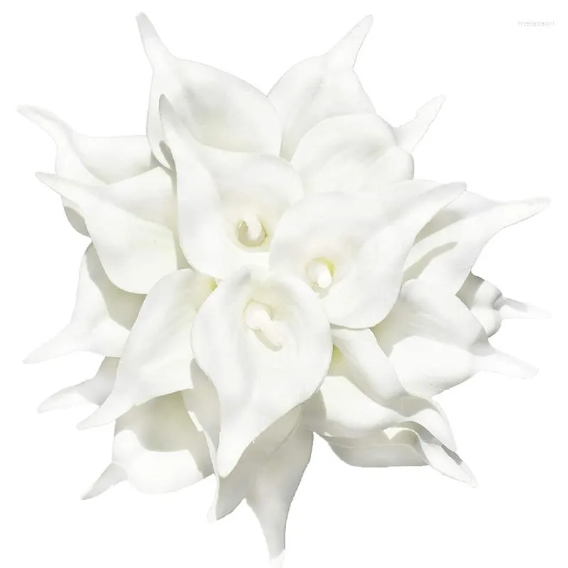 Decorative Flowers 20 Pcs Artificial White Calla Lily With Soft Latex Materials & Kitchen Decoration