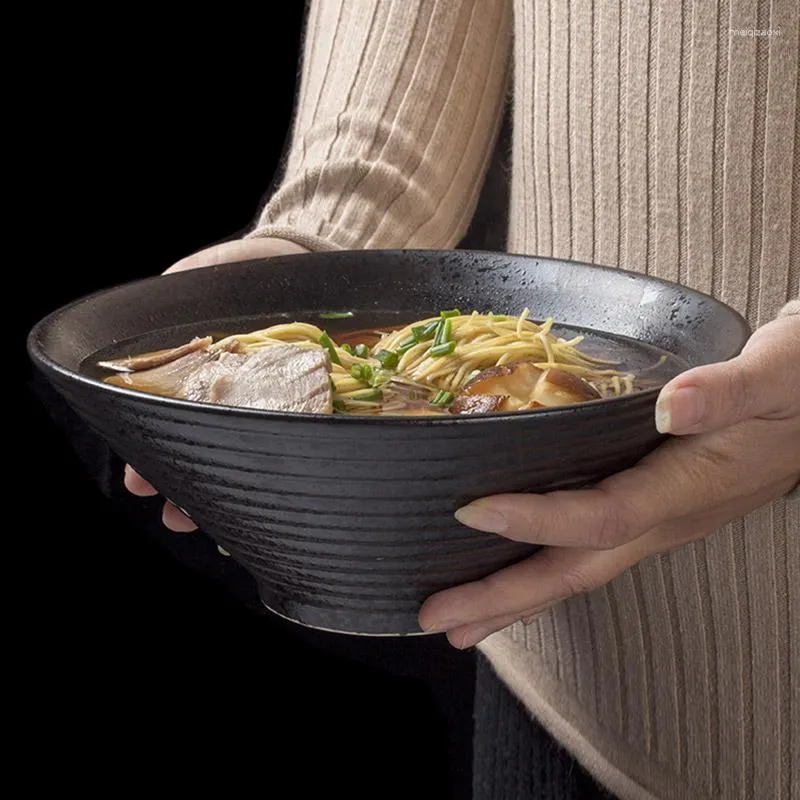 Ciotole Creative Noodle Bowl Cooking Stoviglie Home Black Personality Vintage Ceramic Large Soup Ramen