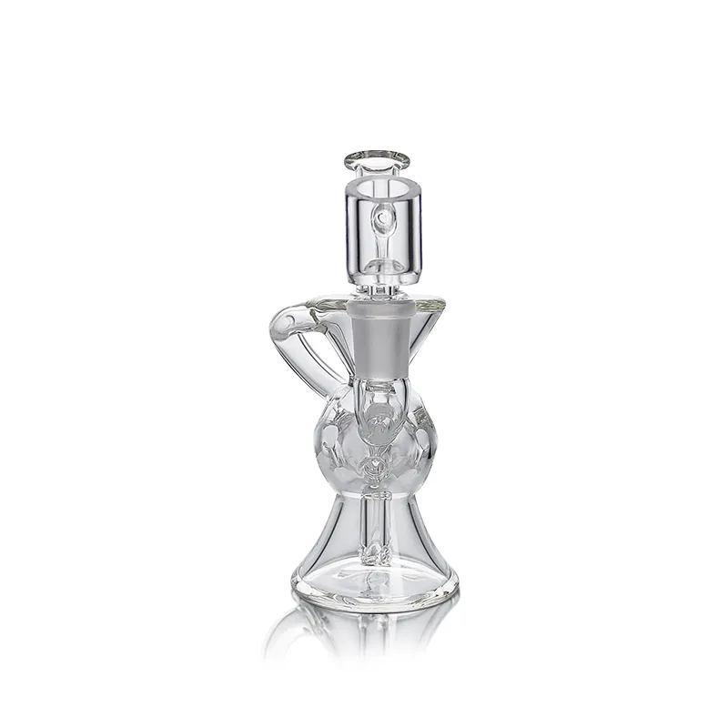 Waxmaid 5.51inch Leo Mini clear hookah Glass Dab Rig glass bongsVertical percolator with 3 round holes Oil rigs US warehouse retail order free shipping