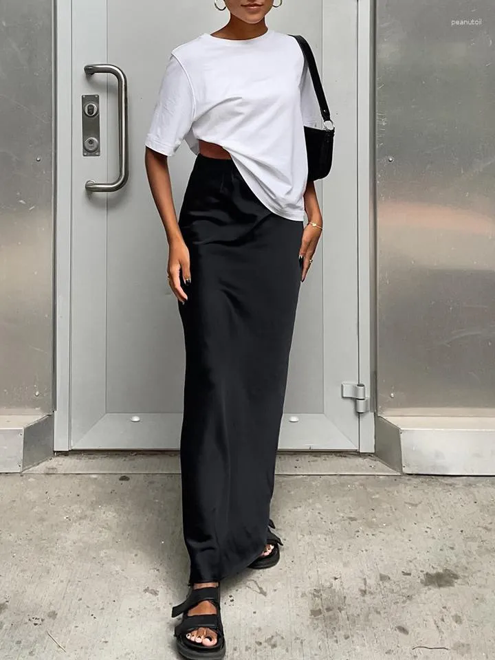 Save Big on Bulk Silk Black Maxi Skirt Ladies Black Pencil Skirt Elegant  High Waist Long Pencil Skirt In Silk Satin, Fishtail Maxi Skirt For Women 