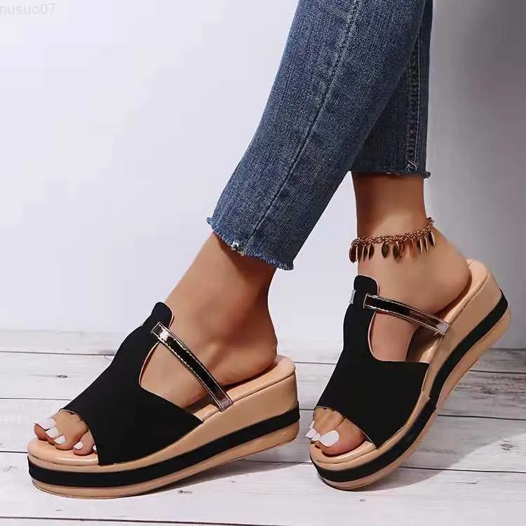 Slippers Summer Women Retro Fashion Sandals Women Platform Wedge Heel Peep Toe Outdoor Beach Ladies Shoes Woman Thick Sole Whosale 2022 L230717