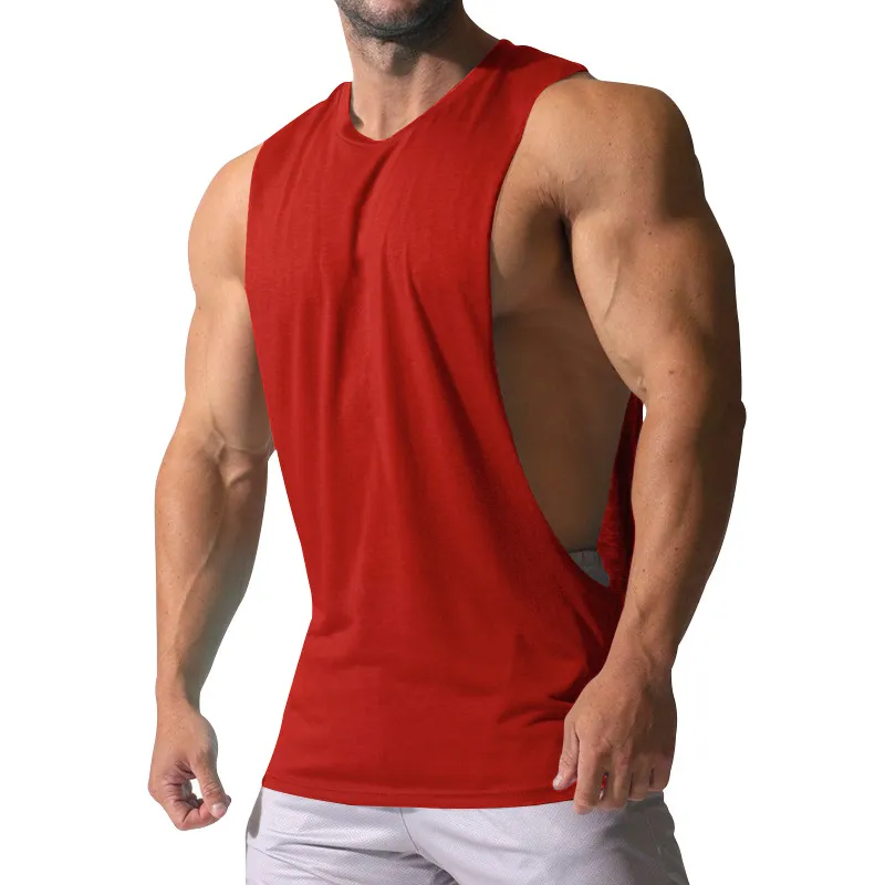 Women's Summer Tank Top - Sleeveless Crewneck Split Hem Casual Tee, Pure Red