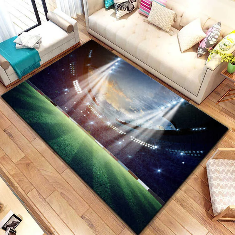 Carpets 3d Soccer Football Sports Silhouette Pattern Carpet for Living Room Rugs Camping Picnic Mat Anti-Slip Rug Crawl Mat Fans Gift R230717