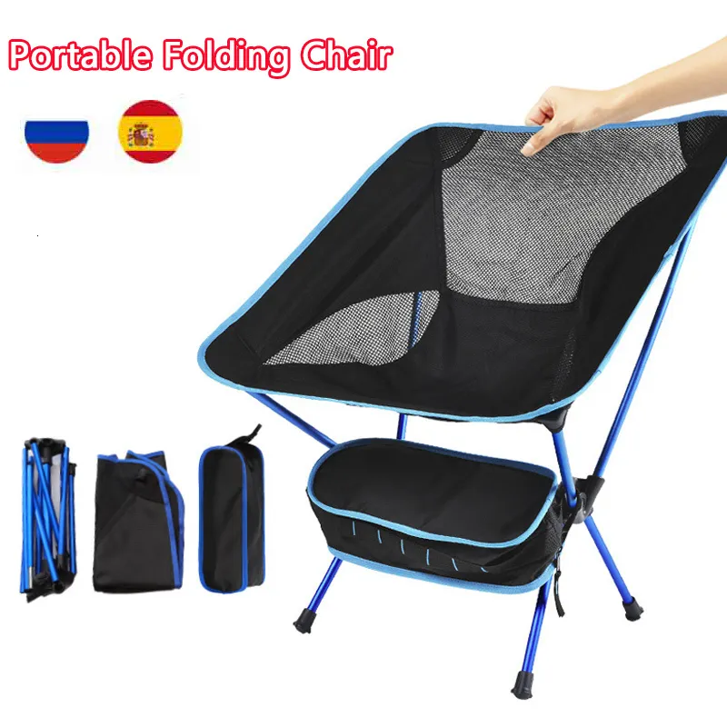 Lägermöbler Travel Portable Folding Chair Outdoor Camping Chairs Oxford Cloth Ultralight Beach BBQ Vandring Picknickstol Fiskeverktyg Stol 230716