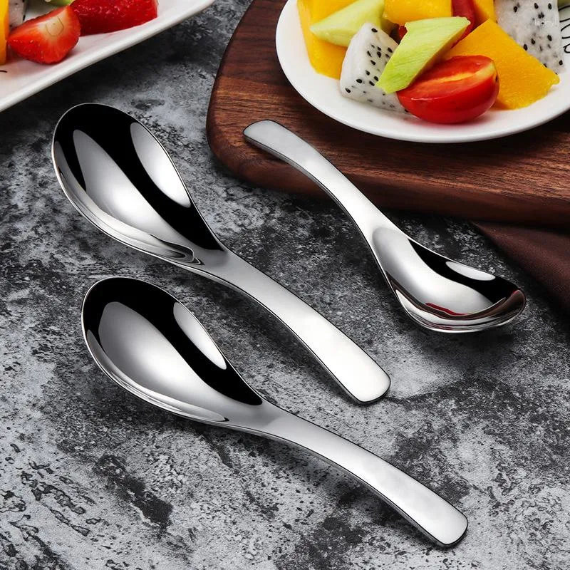 Spoons 304 Stainless Steel Soup Spoon Round Head Household Kitchen Deepens Large-capacity Mirror Polished Tableware