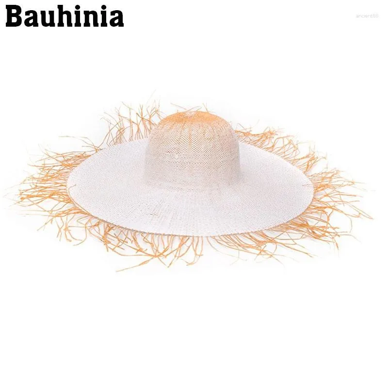 Chapeaux à large bord Bauhinia Fashion Large Fields Straw Visor Outdoor Holiday Beach Sun Protection Hat