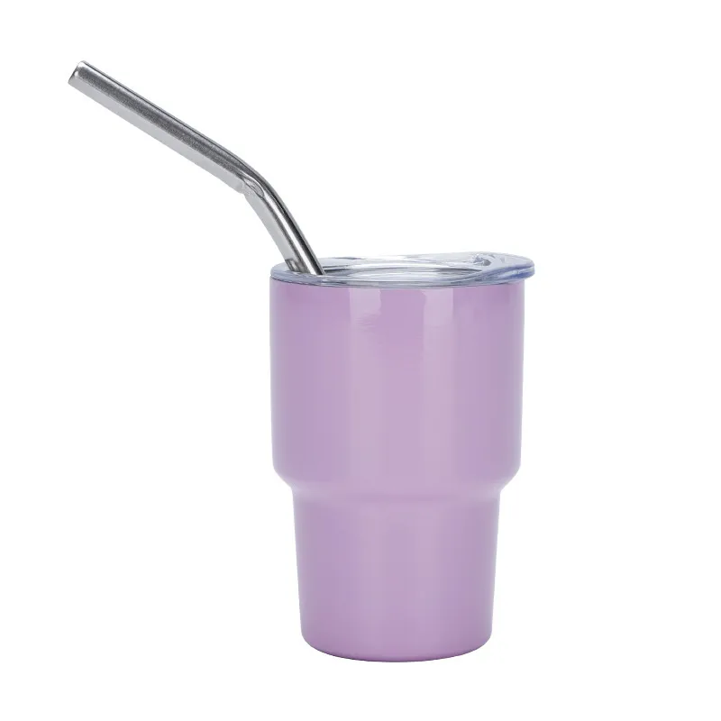2oz 3oz Sublimation Mini Shot Glass Tumbler Stainless Steel Wine Beer Cup with straw and lid