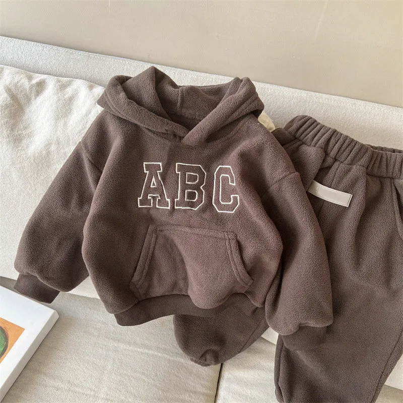 Kinderkleding Sets Warm pullover brief Hooded sweatshirts Casual fleece tracksuit Childrens Designers Designers Kleding Boys Topbroek