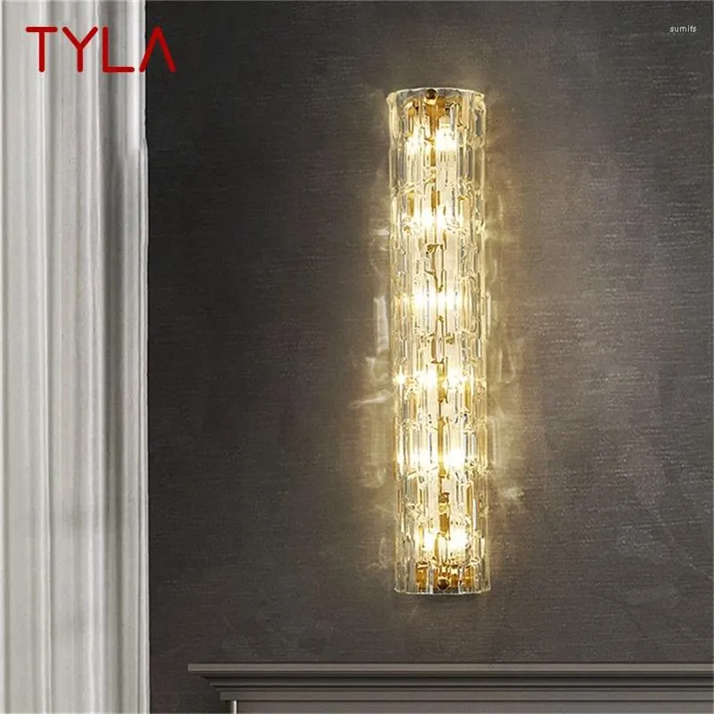 Vägglampa tyla postmodern kristallljus guld led lyx mässing samtida sovrum fixturer sconces dekoration