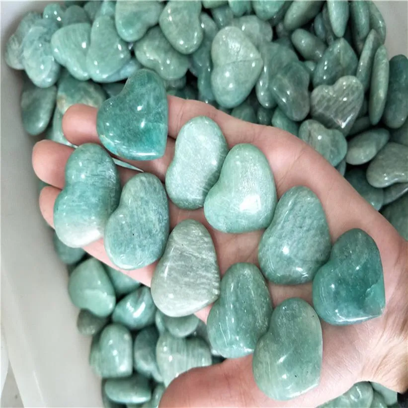 10 szt. Zielony Amazonite Kamienne serce kryształowe biżuteria sercowa tworzenie Amazonite Heart Wedding Return Dift Home Dec Crystal Healing2193