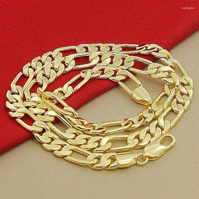 Correntes masculinas de alta qualidade 8mm 24'' 60cm colar de ouro 24k cor amarela corrente figaro para joias masculinas de luxo