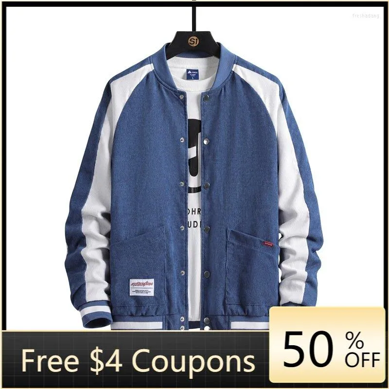 Hommes Vestes Printemps Et Automne Manteau Adolescent Mode Veste Tricotée Lâche Casual Cargo Haut Extérieur Bleu À La Mode Style Veste De Baseball Homme