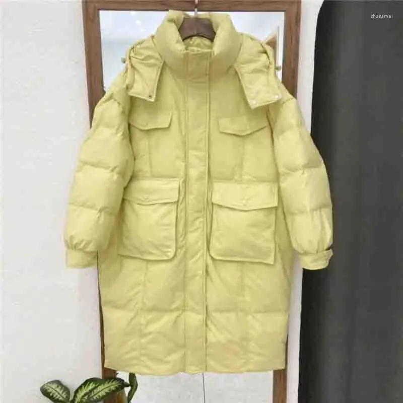 Trench-Coats Femme Longue Veste Rembourrée En Coton 2023 Version Coréenne La Couleur Unie En Vrac Manteau D'hiver Dame Plus La Taille Outcoat Sans