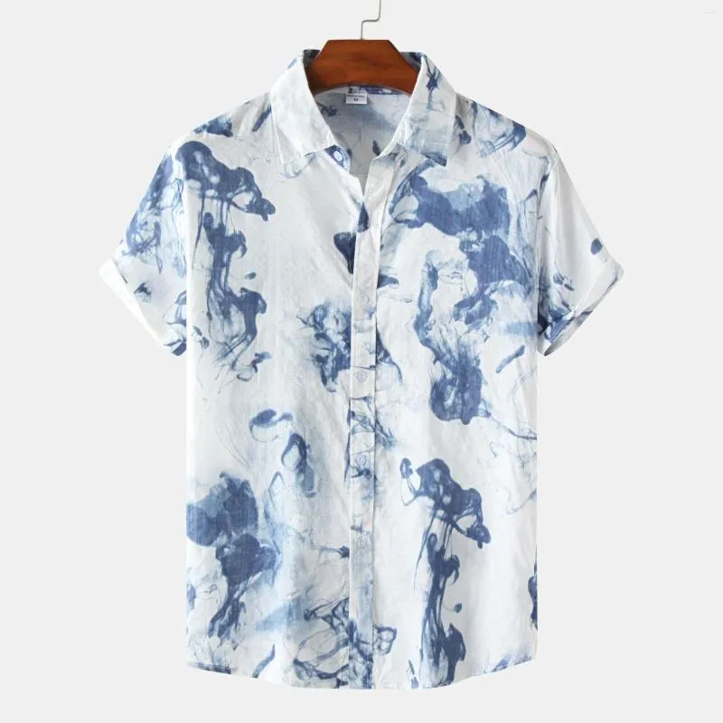 Chemises habillées pour hommes 2023 décontracté imprimé chemise hommes Streetwear mode hawaïen col rabattu manches courtes boutons Vintage été