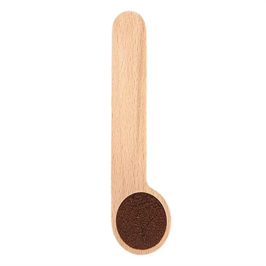 Coffee Scoops Solid wood coffee spoon with bag clip beech measuring tea bean gift wholesale