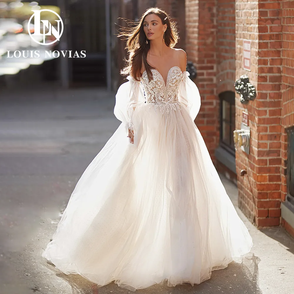 A Line Wedding Dress 2023 Sweetheart Detachable Lantern Sleeve Customized  Size Modern BOHO Dresses For Bride Vestidos De Novia From 508,77 €