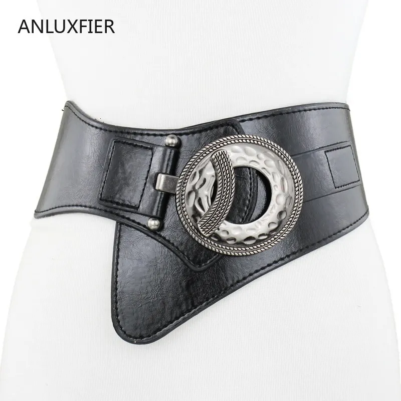 Belts J101 Lady Dress Belt Girls High Elastic Wide Belt Women's Retro Decorative Down Jacket Belts Leather Waist Cover Waistband 230715