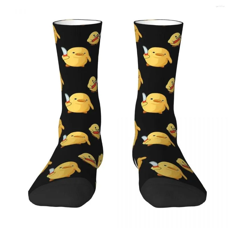 Chaussettes Homme Canard Avec Couteau Mignon Jaune Unisexe Printemps Eté Automne Hiver Cyclisme Happy Street Style Crazy Sock