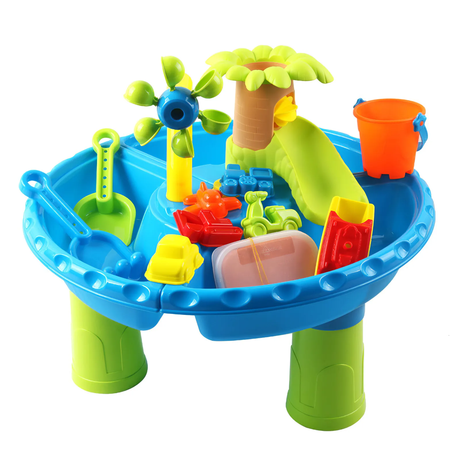 Sand Play Water Fun Sand Juego de mesa de agua Niños Verano Playa Juguetes Jardín al aire libre Caja de arena para niños Jugar Mesa Cubo Seaside Niño Playa Juguete Regalo 230717