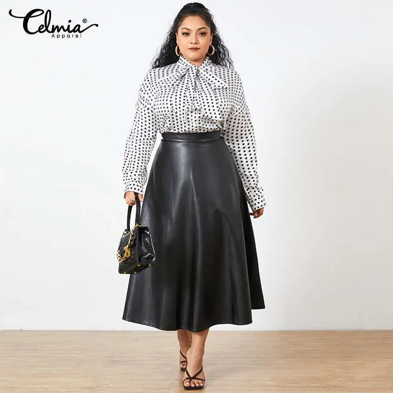 Gonne Plus Size Gonna longuette da festa Autunno Donna Solid Winter Gonne in pelle PU Celmia Office Retro Gonne lunghe Gonna OL a vita alta 230715