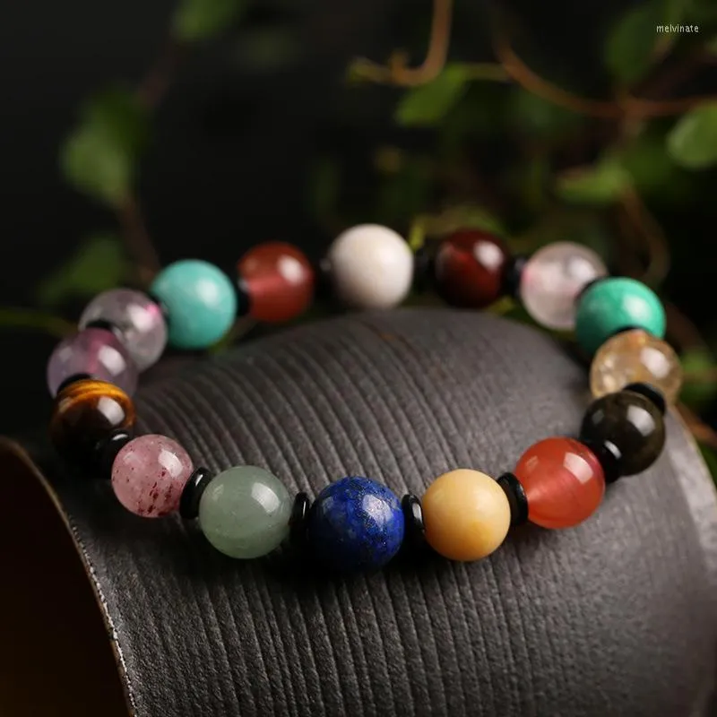 Strand Natural Multi Treasure Crystal Bracciale Lapislazzuli Pink Tianhe Stone 7 Color Jewelry String Round Beads DIY Handmade