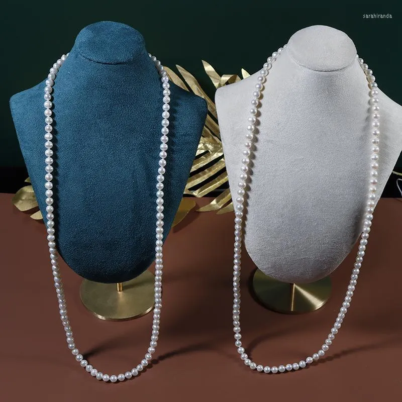 Catene Elegante vera collana di perle d'acqua dolce naturale per le donne Statement Mini piccola catena bianca Girocollo Semplice lusso