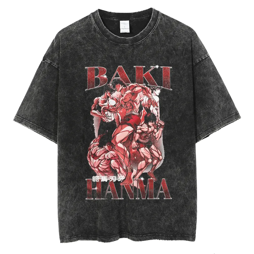 Baki Hanma Anime T Shirt Vintage Wash 100% Cotton Hip Hop Harajuku