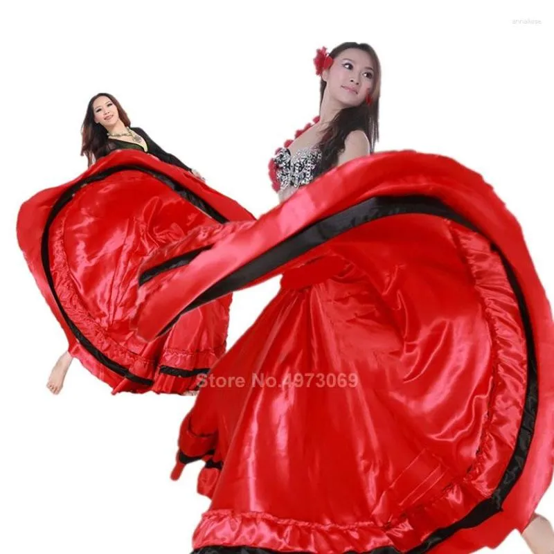 Стадия носить атласную плавную плюс плюс Фламенко Юбка Традиционная испанская фестиваль борьбы бычья цыганская женская девочка танцы живота.