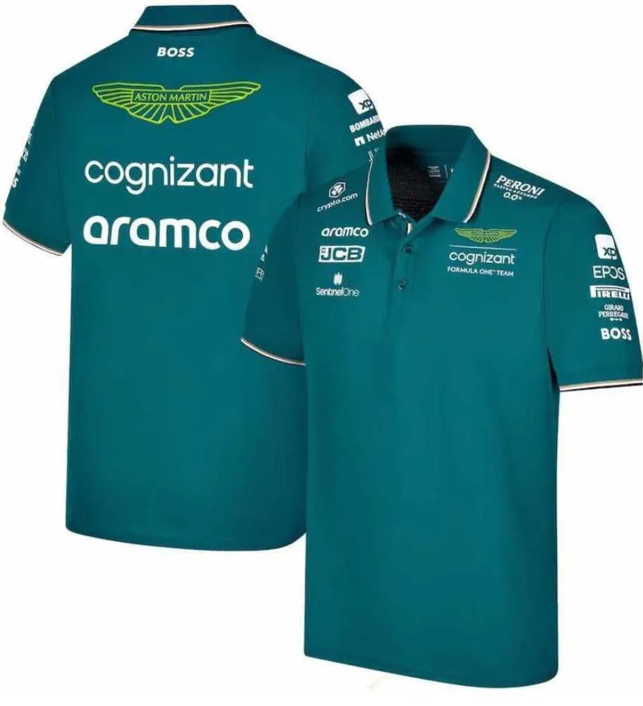 Aston Martin Aramco Cognizant F1 Polos 2023 Officiellt team Polo Summer Men's Casual snabbtorkande kortärmad mode All-Match